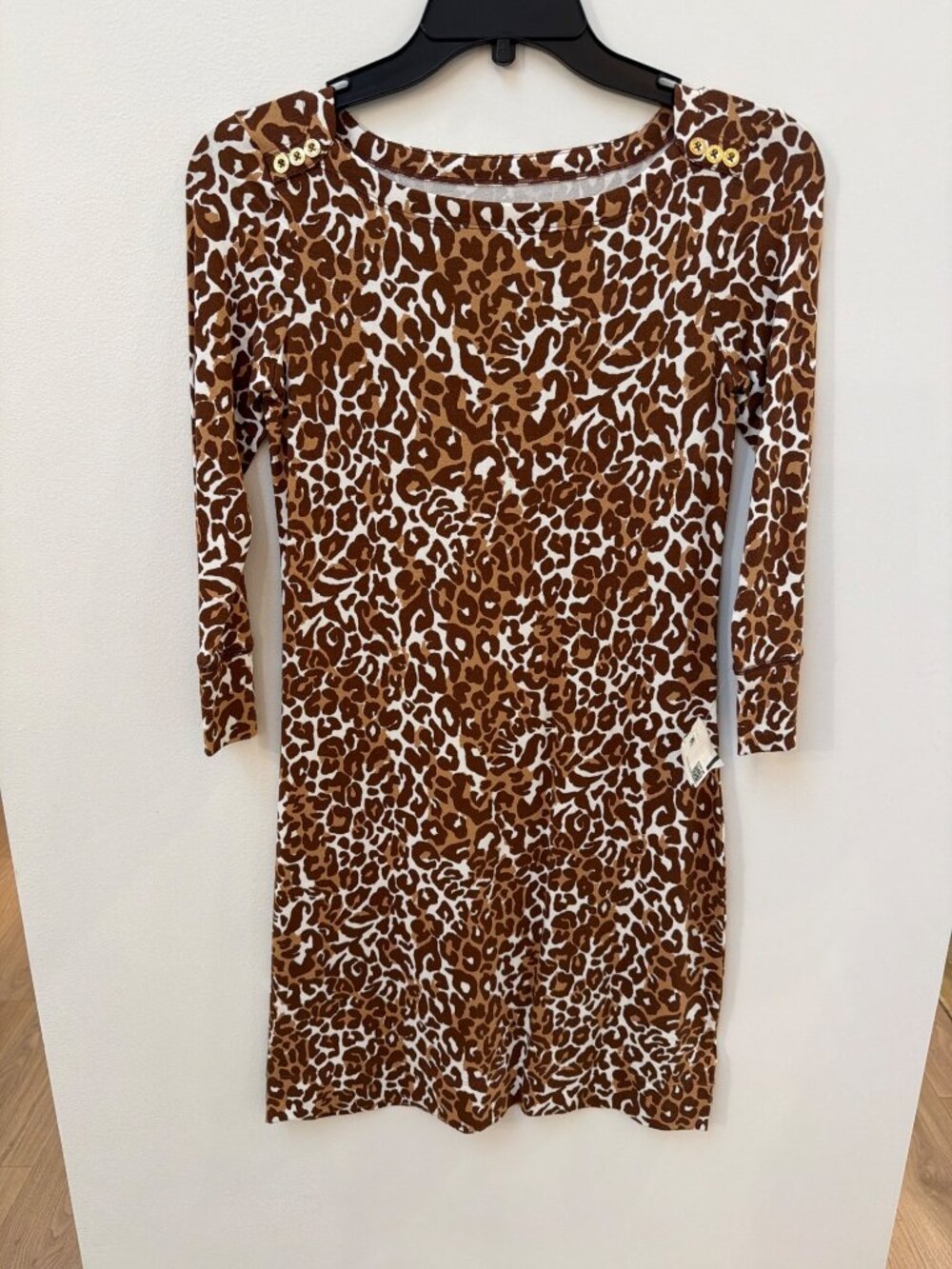 Lilly Pulitzer NWT Sophie Dress UPF 50 Chocolate Animal Print XS Long Sleeve